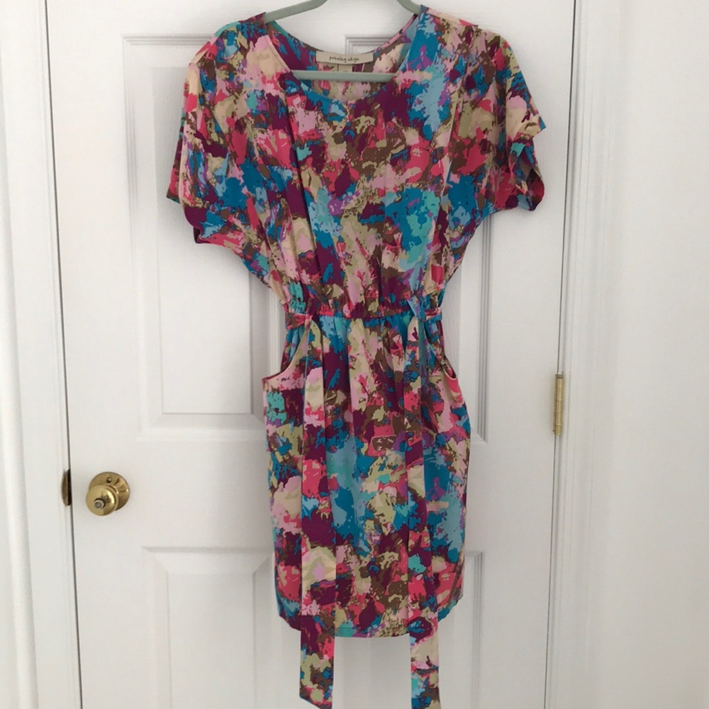 Presley skye dress 100% silk belted waist pockets
